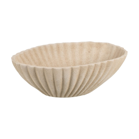 Boluri - Bol decorativ ceramică bej aspect piatră oval striat