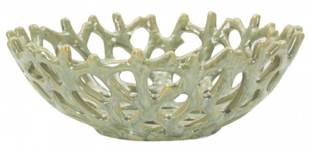 Boluri - Bol decorativ ceramic verde Coral