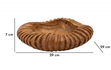 Bol decorativ din lemn de tec reciclat – piesă unică Geris Ø29 × 7 cm [7]
