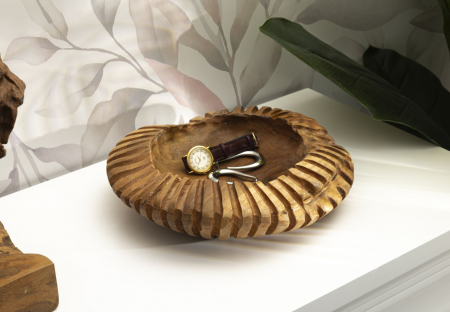 Bol decorativ din lemn de tec reciclat – piesă unică Geris Ø29 × 7 cm [6]