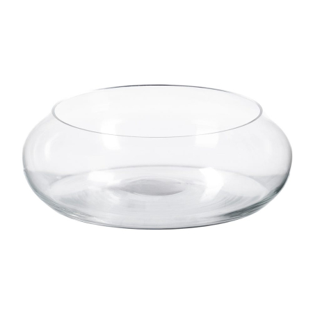 Servirea mesei - Bol decorativ din sticlă transparentă cu formă rotundă joasă