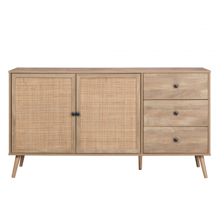 Bufet Ammos din lemn cu rattan natural și spațiu de depozitare modern [3]