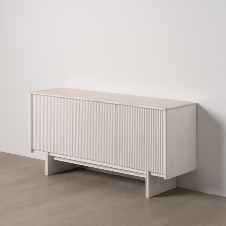 Comode si Bufete - Bufet mango si marmura alba pentru decor sofisticat|Bufete din materiale naturale pentru interioare moderne