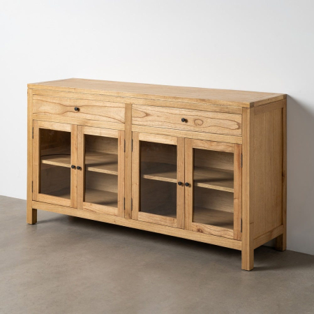 Comode si Bufete - Bufet din lemn de mindi cu uși din sticlă și sertare