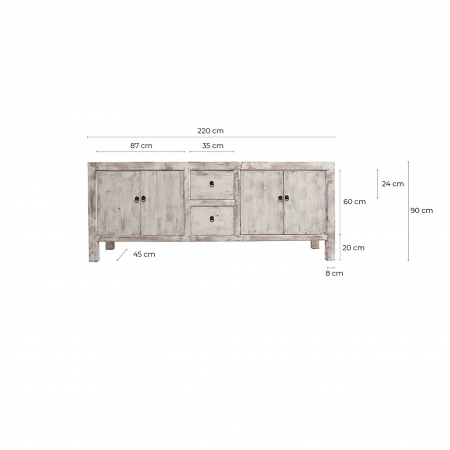 Comoda lemn reciclat alb antic|Comode vintage luminoase [7]