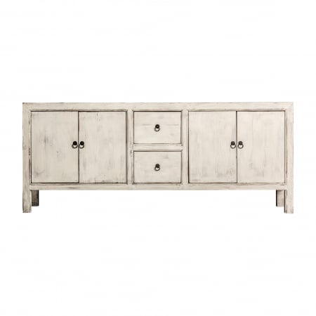 Comode si Bufete - Comoda lemn reciclat alb antic|Comode vintage luminoase