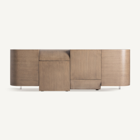 Comode si Bufete - Bufet din stejar masiv maro cu design art deco forme rotunjite