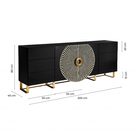 Comoda Art Deco MDF negru alb auriu|Comode luxoase [8]