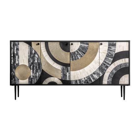 Comode si Bufete - Comoda contemporana MDF negru alb auriu|Comode luxoase