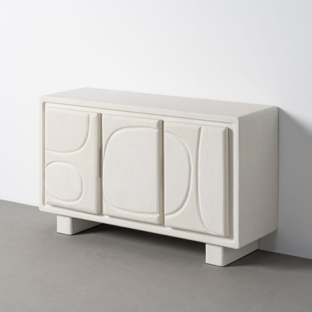 Mobilier - Bufet din MDF alb cu fronturi geometrice decorative