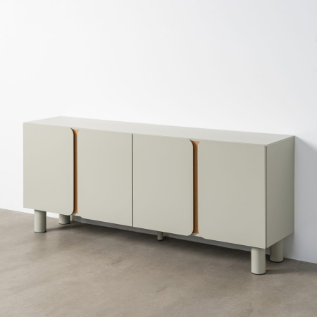 Bufet taupe MDF picioare stejar [1]