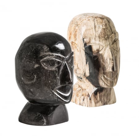 Unicate - Bust etnic lemn petrificat maro|Busturi decorative