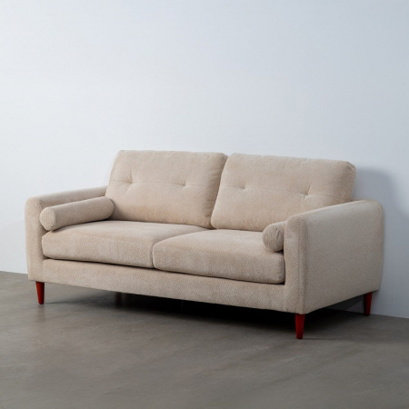 Canapea 3 locuri crem din stofă cu design modern [1]