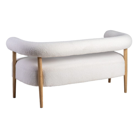 Canapea albă din stofă și lemn cu spătar rotunjit în stil japandi [2]