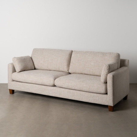 Canapea bej cu 3 locuri din stofă texturată și picioare din lemn [12]