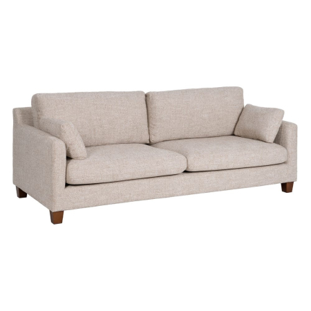 Canapea bej cu 3 locuri din stofă texturată și picioare din lemn [1]