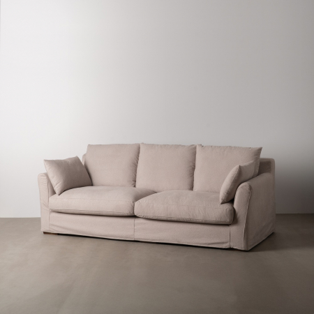 Canapele - Canapea bej mare cu sezut adanc si perne detasabile|Canapele moderne pentru interioare confortabile