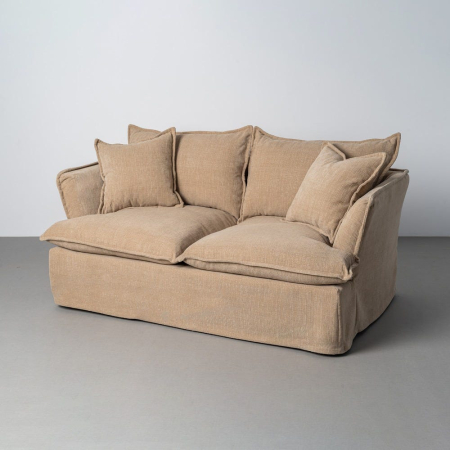 Canapele - Canapea bej închis cu 2 locuri tapitată din stofă