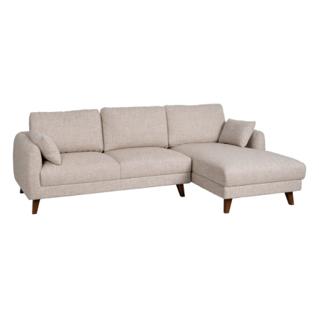 Canapea colțar bej din stofă și lemn [1]