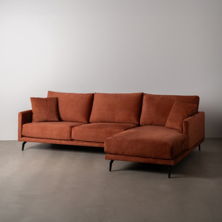 Canapele - Coltar caramiziu cu sezlong pentru decor cald|Canapele mari pentru livinguri moderne