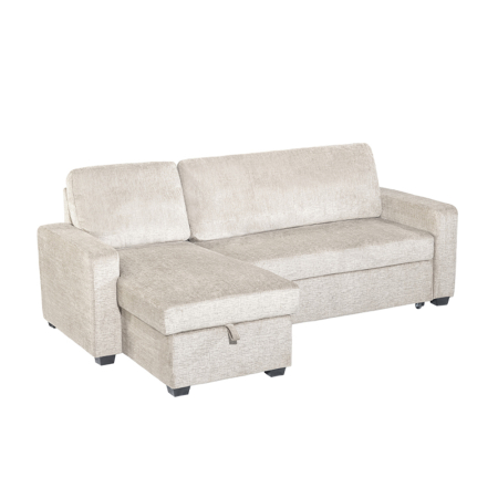 Mobilier - Canapea colțar reversibil extensibilă din stofă chenille albă