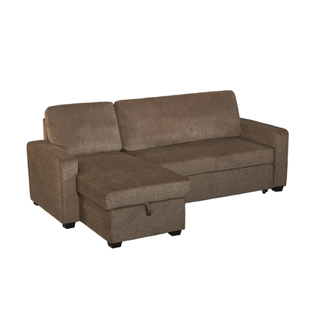 Mobilier - Canapea colțar reversibil extensibilă din stofă chenille maro