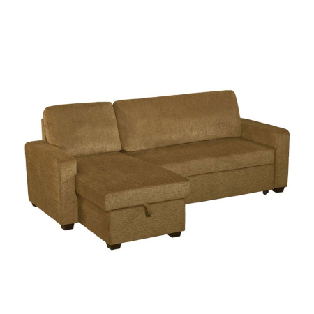 Canapele - Canapea colțar reversibil extensibilă din stofă chenille mustar