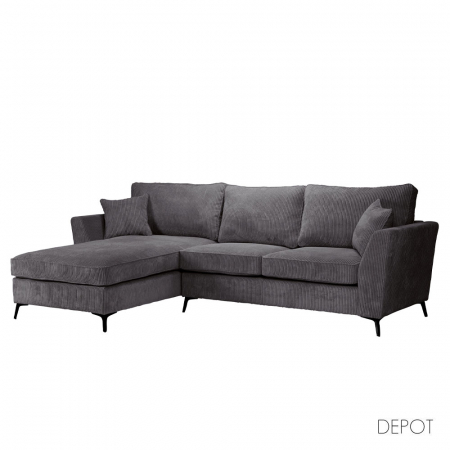 Canapele - Canapea colțar stânga gri închis Boel cu perne detașabile și stil elegant