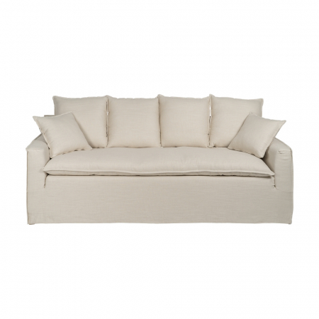Canapea 4 locuri crem cu tapiterie naturala|Canapele moderne pentru interioare elegante [2]