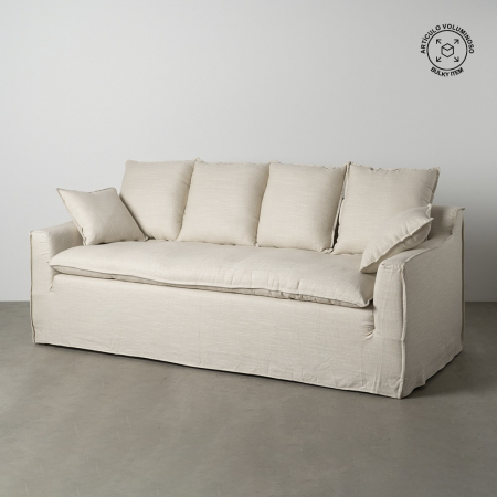 Canapele - Canapea 4 locuri crem cu tapiterie naturala|Canapele moderne pentru interioare elegante
