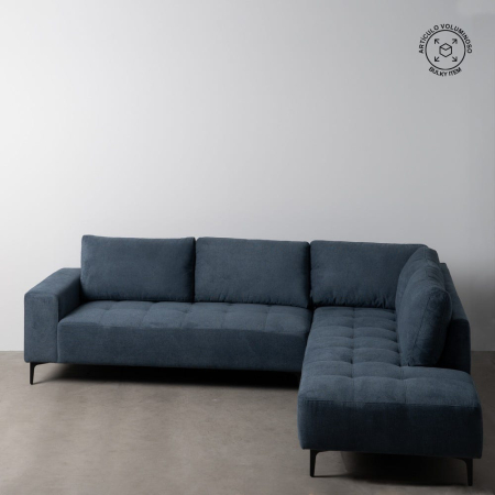 Mobilier - Canapea cu șezlong dreapta albastră din stofă