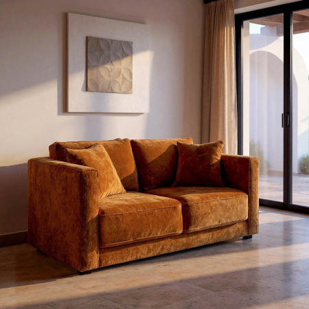 CanapelColectia noua - Canapea 2 locuri ocru – canapea din stofă modern minimalist