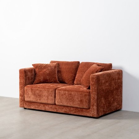 Canapea 2 locuri teracotă – canapea din stofă modern minimalist [9]