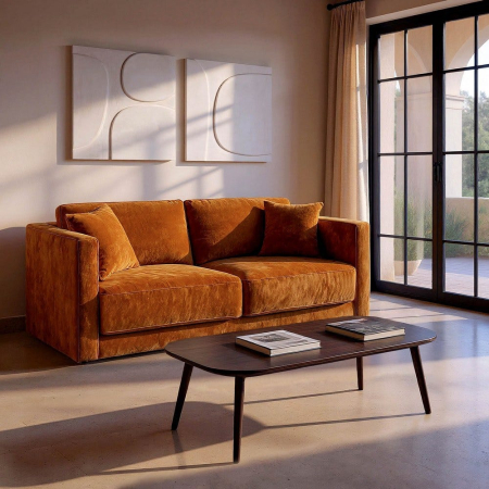 CanapelColectia noua - Canapea 3 locuri ocru – canapea din stofă modern minimalist