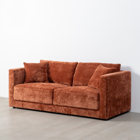 Canapea 3 locuri teracotă – canapea din stofă modern minimalist [9]