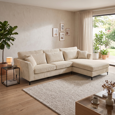 Canapele Coltar - Canapea de colt dreapta bej Forever 316x185x92