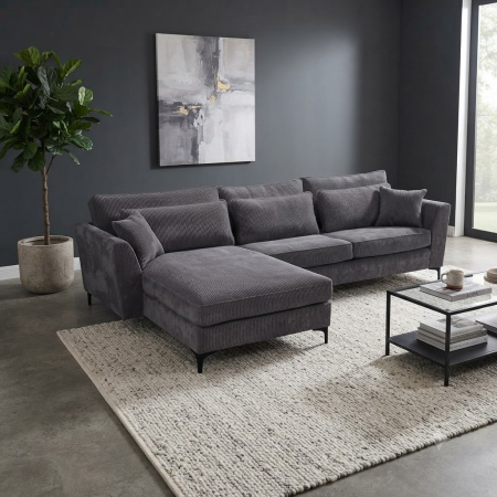 Canapea colt stanga gri 316x185x92 cm