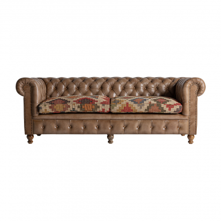 Canapele - Canapea vintage piele camel | Canapele confortabile living