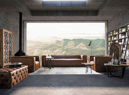 Canapea vintage piele vaca maro | Canapele spatioase living [4]