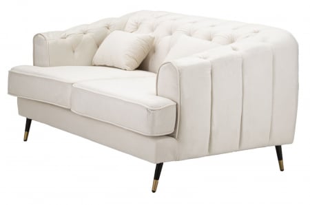 Canapea Alba 2 Locuri | Picioare Negru-Auriu | CreativDeco [3]