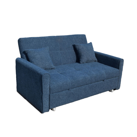 Canapele Extensibile - Canapea extensibilă 2 locuri cu tapițerie bouclé albastră DUAL