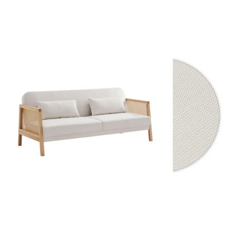 Canapea extensibilă 3 locuri off white cu ratan Ammos