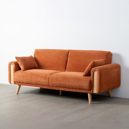 Canapea extensibilă cărămiziu teracotă din stofă cu design modern [1]