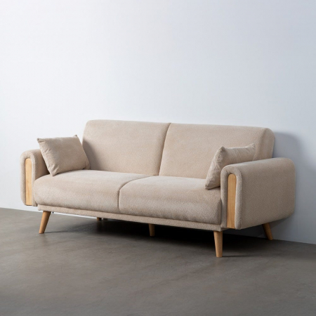 Canapea extensibilă crem din stofă cu design modern [1]