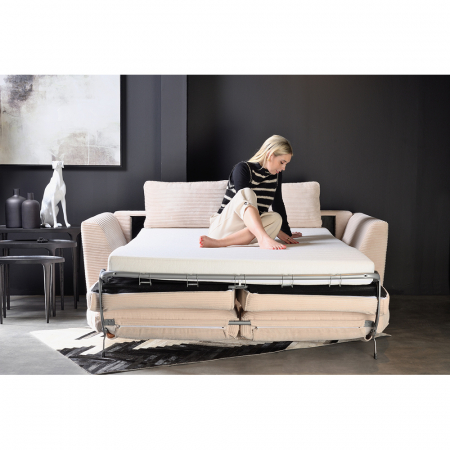 Canapea extensibilă cu 3 locuri stofa bej Cocoon [4]