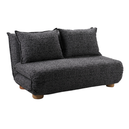 Canapele in Stil Eclectic - Canapea extensibilă de 2 locuri din stofă chenille gri negru