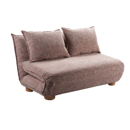 Canapele in Stil Eclectic - Canapea extensibilă de 2 locuri din stofă chenille teracota bej