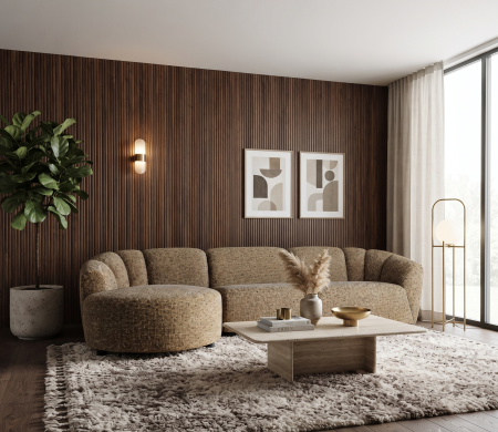 Canapea modulara din stofa ocru Arbois 280 x 160 x 73 cm