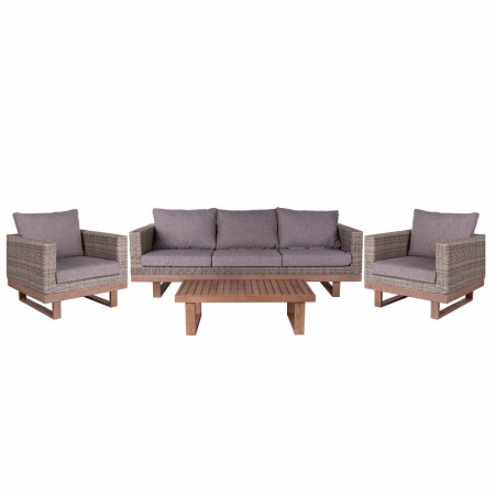 canapea AGED – ratan semirotund, cadru aluminiu, perne gri lavabile [2]
