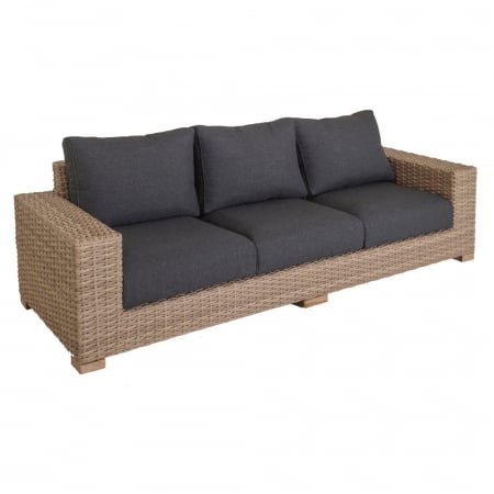 Canapele - canapea SABA – ratan lat, perne groase, cadru aluminiu și lemn